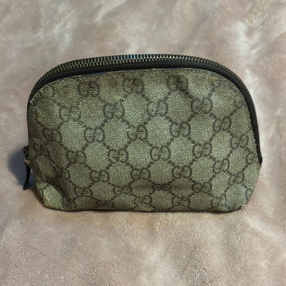 Gucci Beige and Brown Monogram Pouch